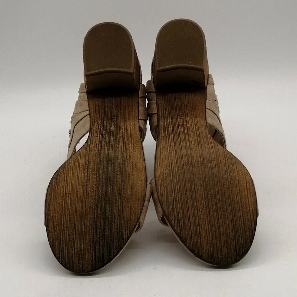 Not Rated Shoes‎ Womens Vienna Ankle Boot Sandal Cream Side Zip Block Heel 6 NEW